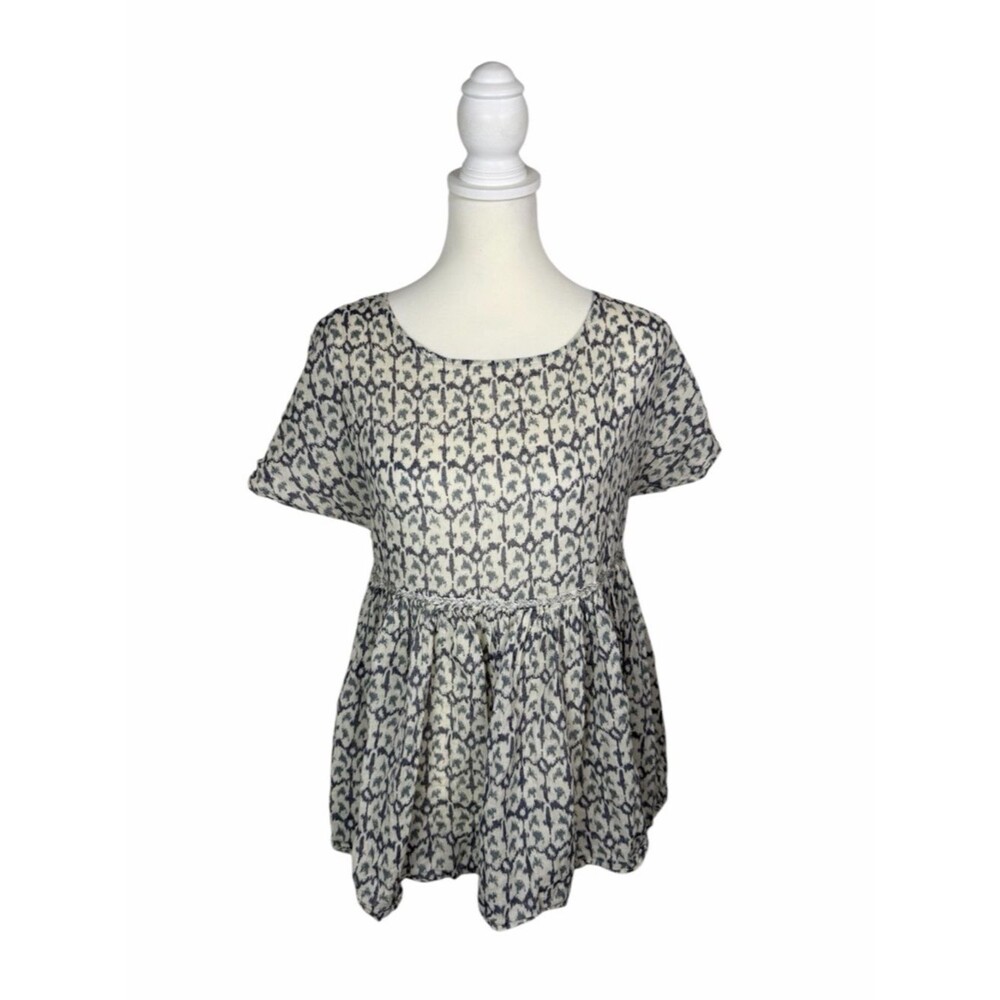 Sweet Magnolia Peplum Top Small Boho Cottagecore Babydoll Blouse Beaded Waist